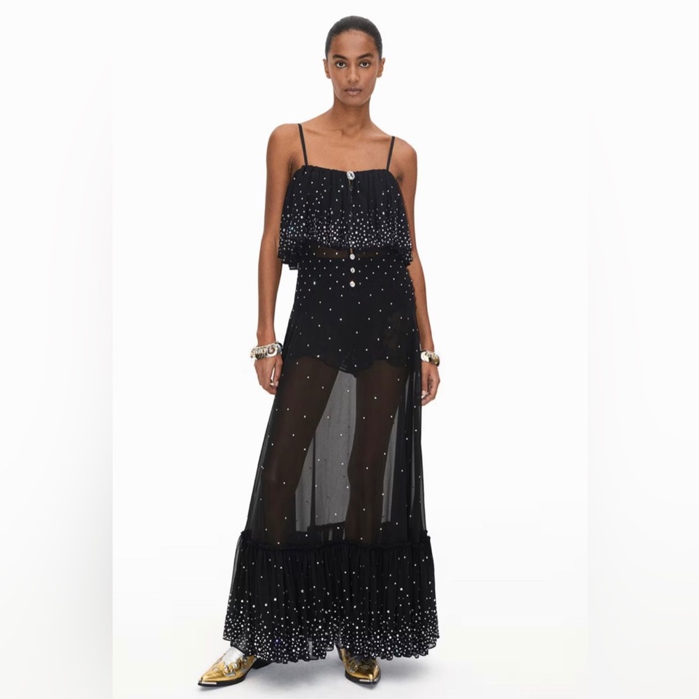 Paco Rabanne H&M Embellished Chiffon Dress XS